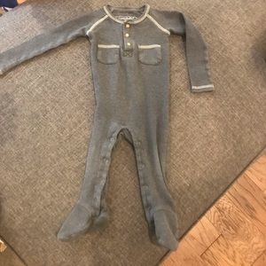 L’ovedbaby grey footie with pockets organic cotton